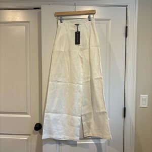 White Fox Boutique Cream High-Waist Wide-Leg Maxi Pants